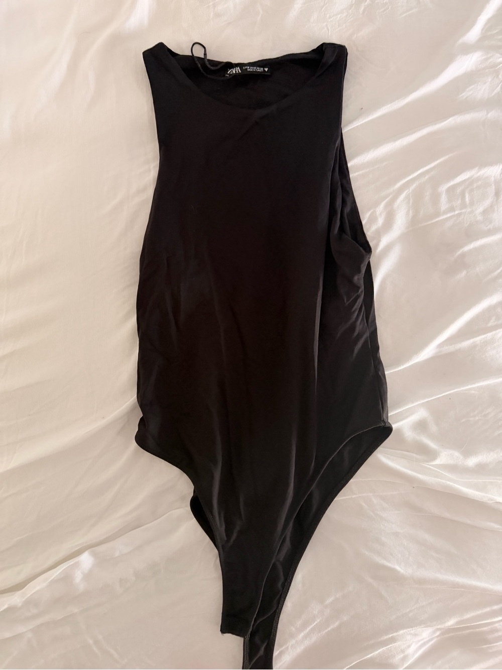 Zara Black Sleeveless High-Cut Bodysuit